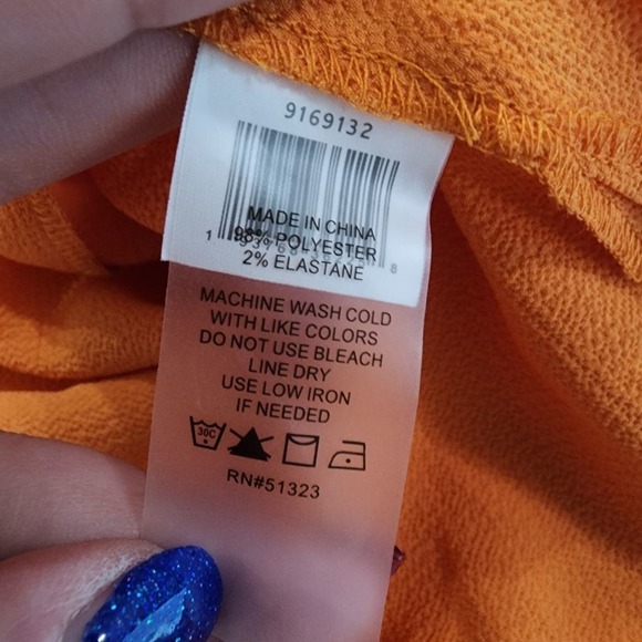 VINCE Camuto orange button detail lantern sleeve blouse‎ size XXS NEW!!! - Picture 7 of 8